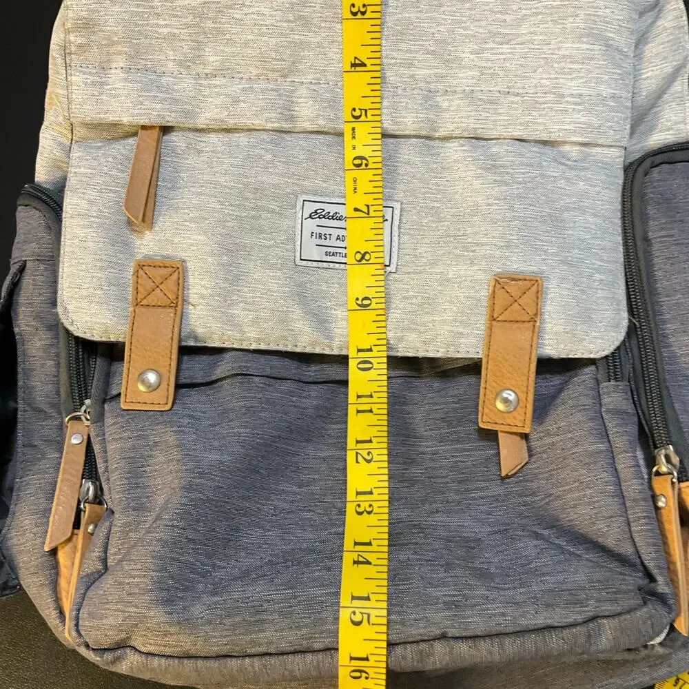 Eddie Bauer First Adventure Backpack Gray Tan Travel Laptop Backpack